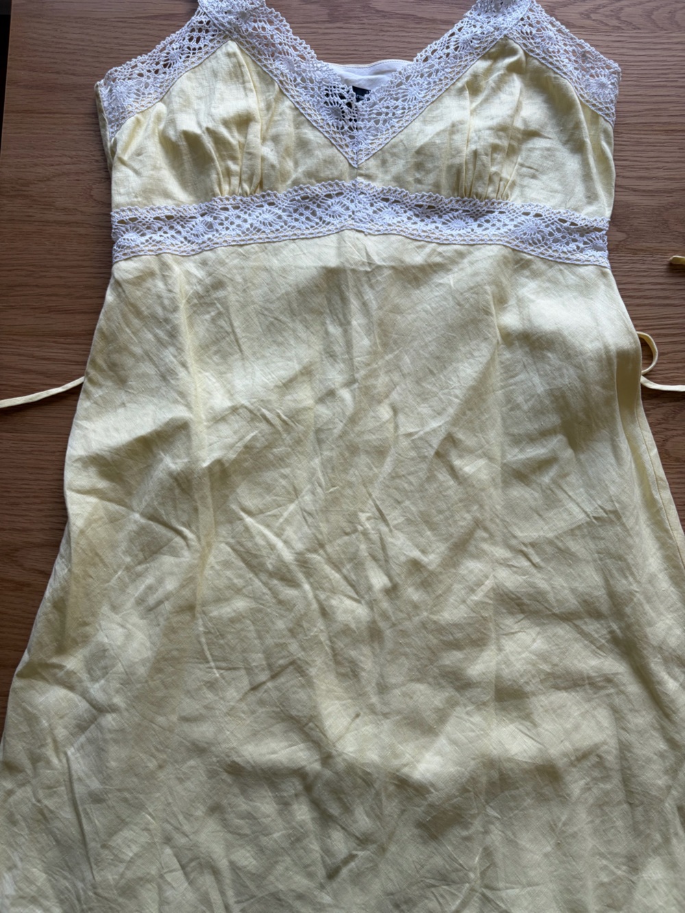 Moda International Pale Yellow Lace-Trim Mini Dress